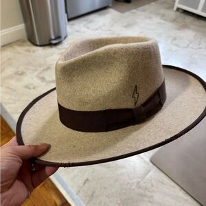 Stylish Beige Fedora with Brown Band